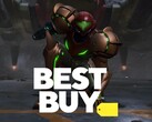 Samus från Metroid Prime 4: Beyond visas med Best Buy-logotypen (Bildkälla: Nintendo of America, Best Buy med redigeringar)