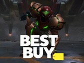 Samus från Metroid Prime 4: Beyond visas med Best Buy-logotypen (Bildkälla: Nintendo of America, Best Buy med redigeringar)