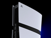 En rendering av baksidan av Sonys PlayStation 5 Pro-konsol