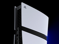 En rendering av baksidan av Sonys PlayStation 5 Pro-konsol