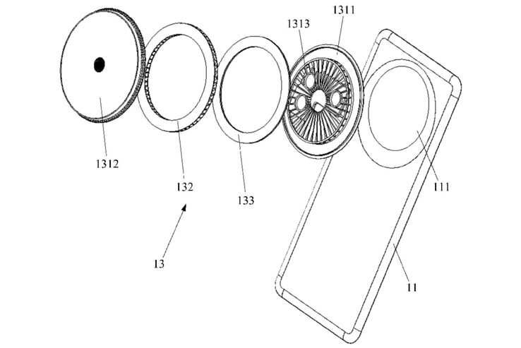Schematisk bild över Huaweis smartphone med aktiv kylning. (Källa: Digital Chat Station via Weibo)