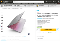 Lenovo Yoga Pro 9 RTX 5060 läckt detaljhandelslista. (Bildkälla: Globaldata)