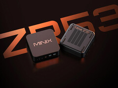 ZR535 drivs av den nyligen lanserade men redan föråldrade Ryzen 5 3501U. Bild: en reklambild som visar mini-PC:ns ovansida och undersida.