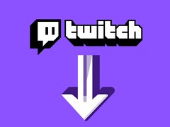 Twitch-logotyp med nedåtpil under sig (Bildkälla: Twitch med ändringar)