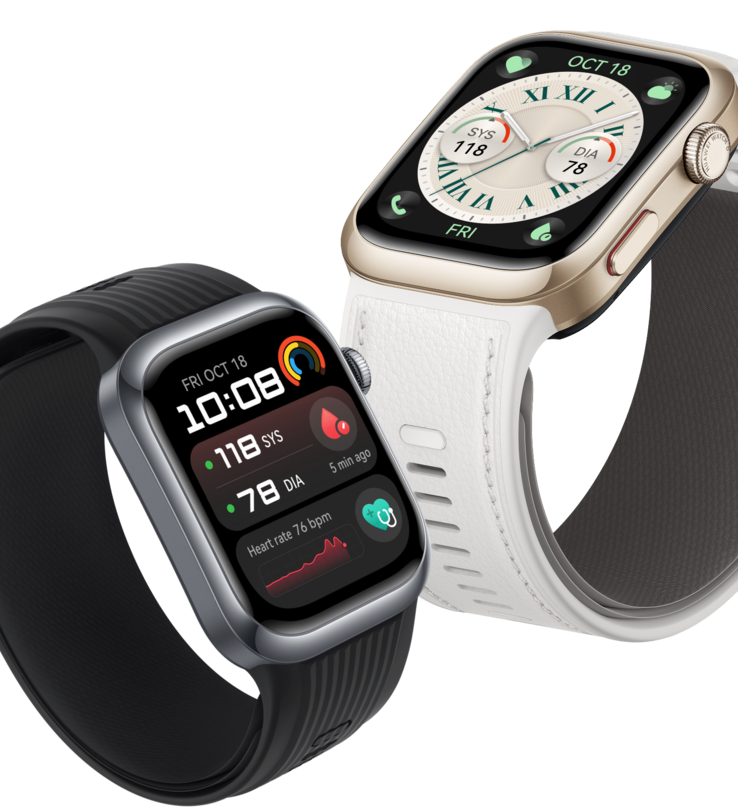 Svart (vänster) och guld (höger) version av smartklockan Huawei Watch D2. (Bildkälla: Huawei)