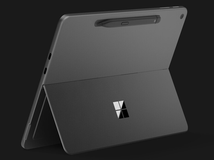 Surface Slim Pen (2:a upplagan) fästs magnetiskt på baksidan av Surface Pro 12 (2:a upplagan) för laddning.