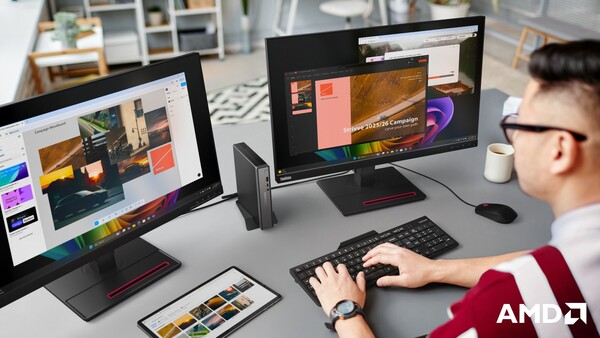 Lenovo ThinkCentre neo 55q Gen 6 kan anslutas till upp till tre bildskärmar. (Bildkälla: Lenovo)