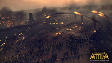 En bild som visar en strid och många soldater i Total War: Attila.