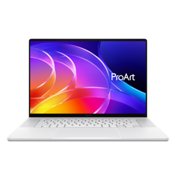 Asus ProArt P16 i vitt, sett framifrån