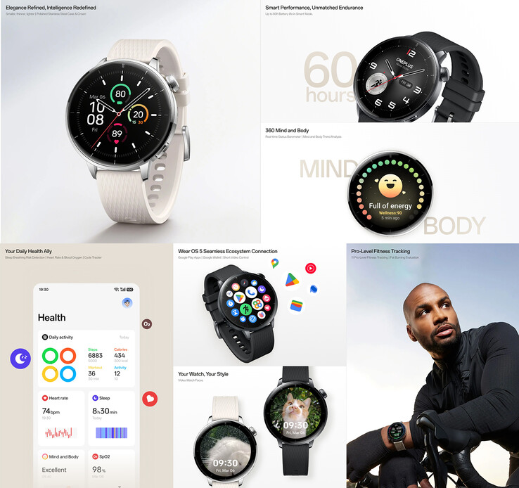 Huvudhöjdpunkterna i 43 mm Watch 3 (Bildkälla: OnePlus)