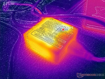 AC-adaptern når över 44 C vid krävande belastningar