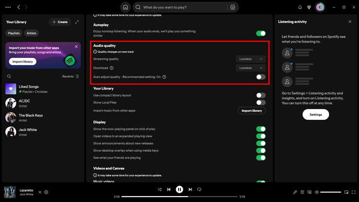 Byt till förlustfritt i Spotify