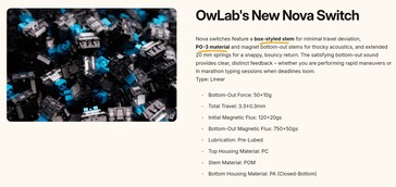 Specifikationer för OwLabs Nova HE-strömbrytare