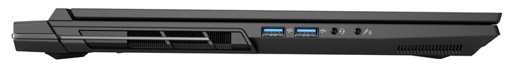 Vänster: 2x USB 3.2 Gen 2 (USB-A), kombinerat ljuduttag, 2-i-1-ljud (mikrofoningång eller S/PDIF optisk)