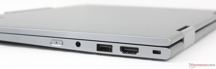 Höger sida: Strömknapp, 3,5-mm ljud, USB 3.2 Gen 1 (5 Gbit/s), HDMI 2.1, Kensington Nano Security Slot