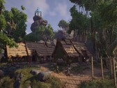 En bild som visar en by i Elex, som nu finns till försäljning på Steam.